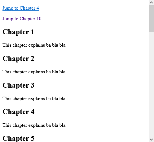Full Example of a Bookmark in HTML