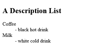 Full Example of HTML Description Lists