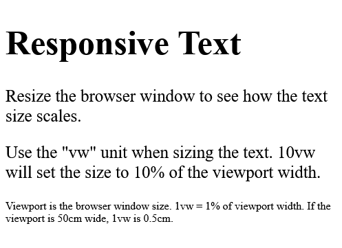 Full Example of HTML Responsive Text Size