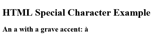 Display a character with a grave accent