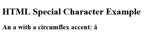 Display a character with a circumflex accent