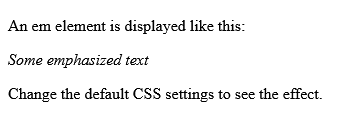 How to set Default CSS Settings for HTML <em> Tag