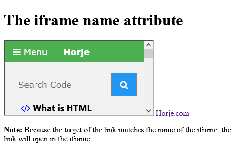 How to add HTML <iframe> name Attribute