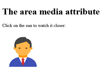How to add HTML <area> media Attribute