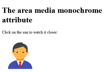 How to add HTML <area> media monochrome Attribute