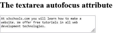 How to add A text area with autofocus