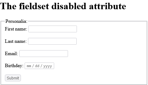 How to Disable a group of related form elements