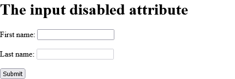 How to add An HTML form with a disabled input field