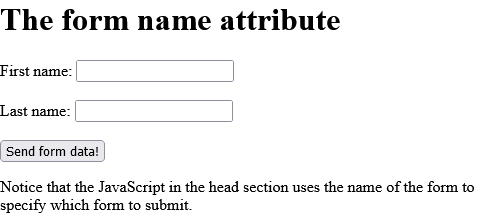 How to add An HTML form with a name attribute