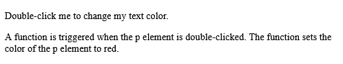 How to Double-click on a <p> element to change its text color to red