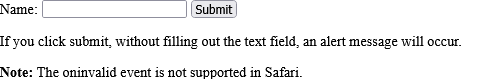 How to add HTML oninvalid Attribute