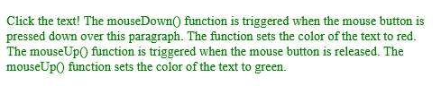 How to Execute a JavaScript when releasing a mouse button over a paragraph - HTML onmouseup Attribute