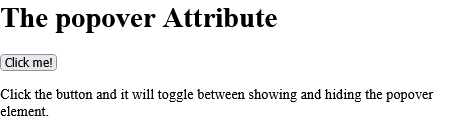 How to Add a <h1> element with a popover attribute, and a button to show/hide it - HTML popover Attribute
