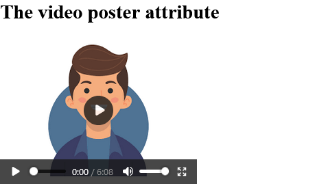 How to add A video player with a poster image - HTML poster Attribute