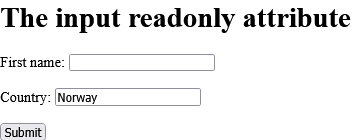 How to add An HTML form with a read-only input field - HTML readonly Attribute