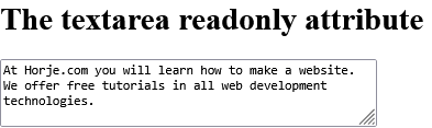 How to add A read-only text area - HTML readonly Attribute