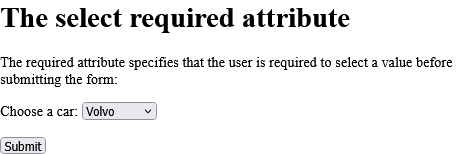 How to add An HTML form with a required drop-down list - HTML required Attribute