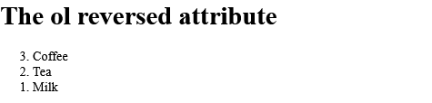 How to add Descending list order - HTML reversed Attribute