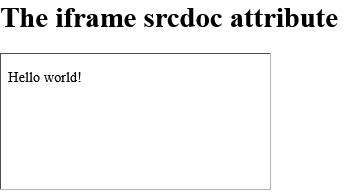 How to add An <iframe> with a srcdoc attribute - 