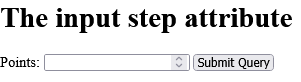 How to add An HTML form with an input field with a specified legal number intervals - HTML step Attribute