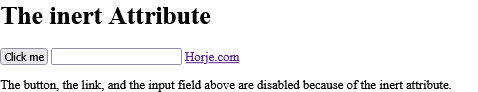 How to Disable a section with the inert attribute
