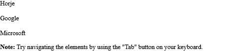 How to add Links with a specified tab order