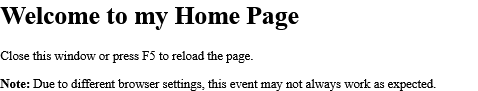 Example of HTML onunload Event Attribute