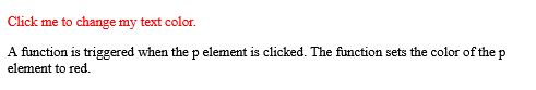 How to Click on a <p> element to change its text color to red