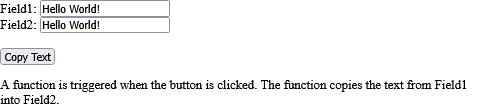How to Click on a button to copy some text from an input field to another input field