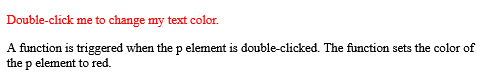 How to Double-click on a <p> element to change its text color to red