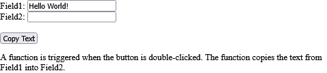 How to Double-click on a button to copy some text from an input field to another input field