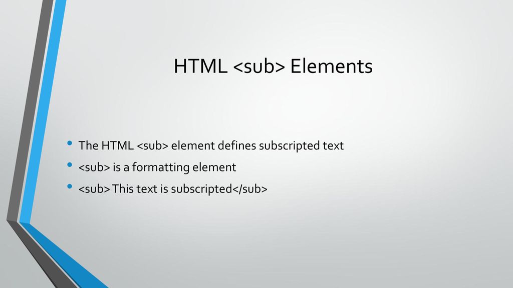How to create HTML <sub> Element