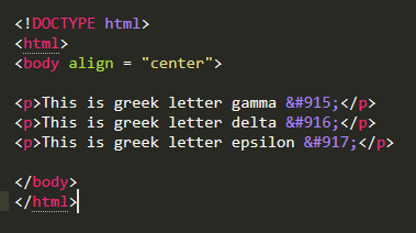 Some Other Entities Supported by HTML