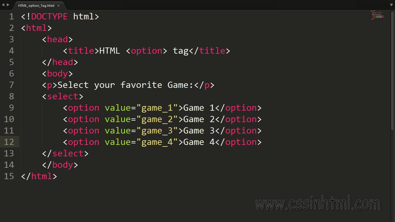 How to create HTML <option> element