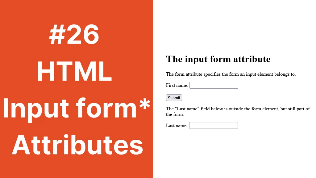 How to create HTML form Attribute in Input